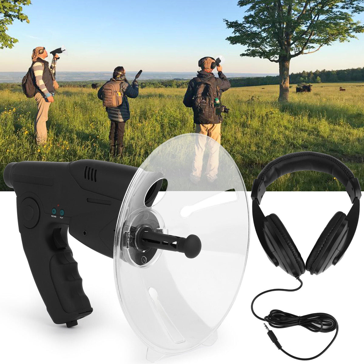 Parabolic Sonic Listening Device Microphone Amplifier 8X Bionic Ear N134