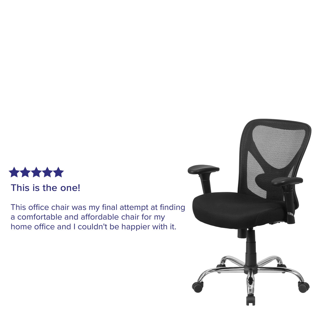 Black Mesh Ergonomic Task Office Chair with Adjustable Back and Arms N2654
