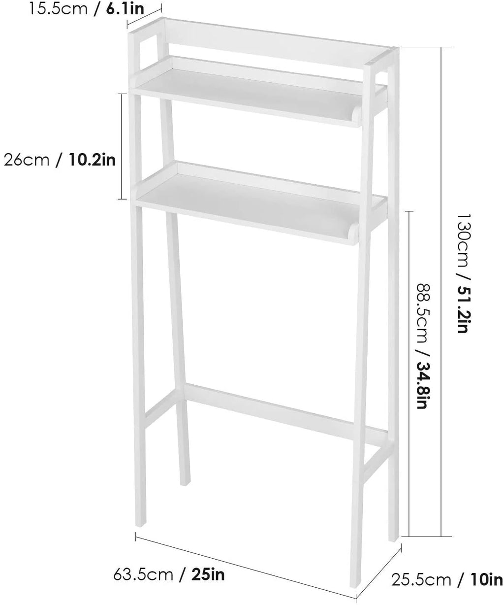 2-Tier White Over the Toilet Bathroom Shelf F818503
