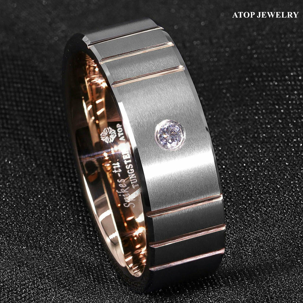6mm Brushed Silver Rose Gold Tungsten Rings H867967