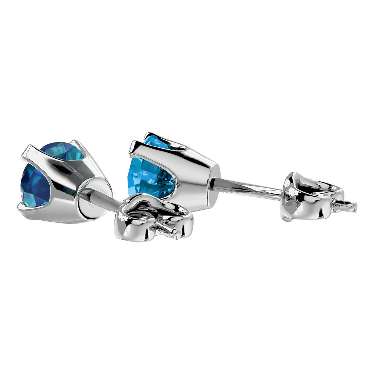 Blue Diamond Stud Earrings in 14 Karat White Gold N43678