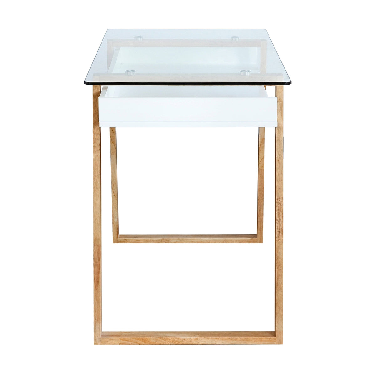 Glass Top Desk Natural Wood Finish L866390