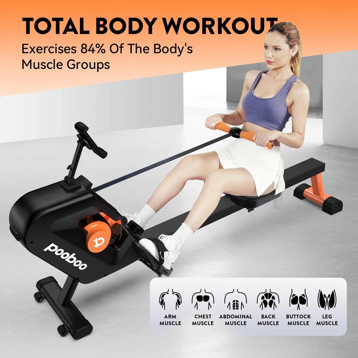 Foldable Magnetic Rowing Machine 8 Level Resistance Q1473