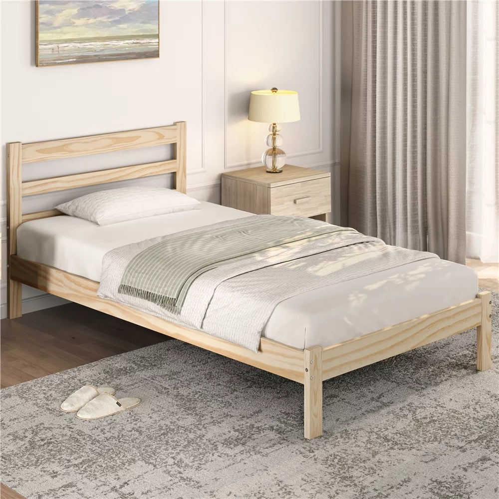 Queen Wooden Platform Bed Frame with Paneled Headboard P44923