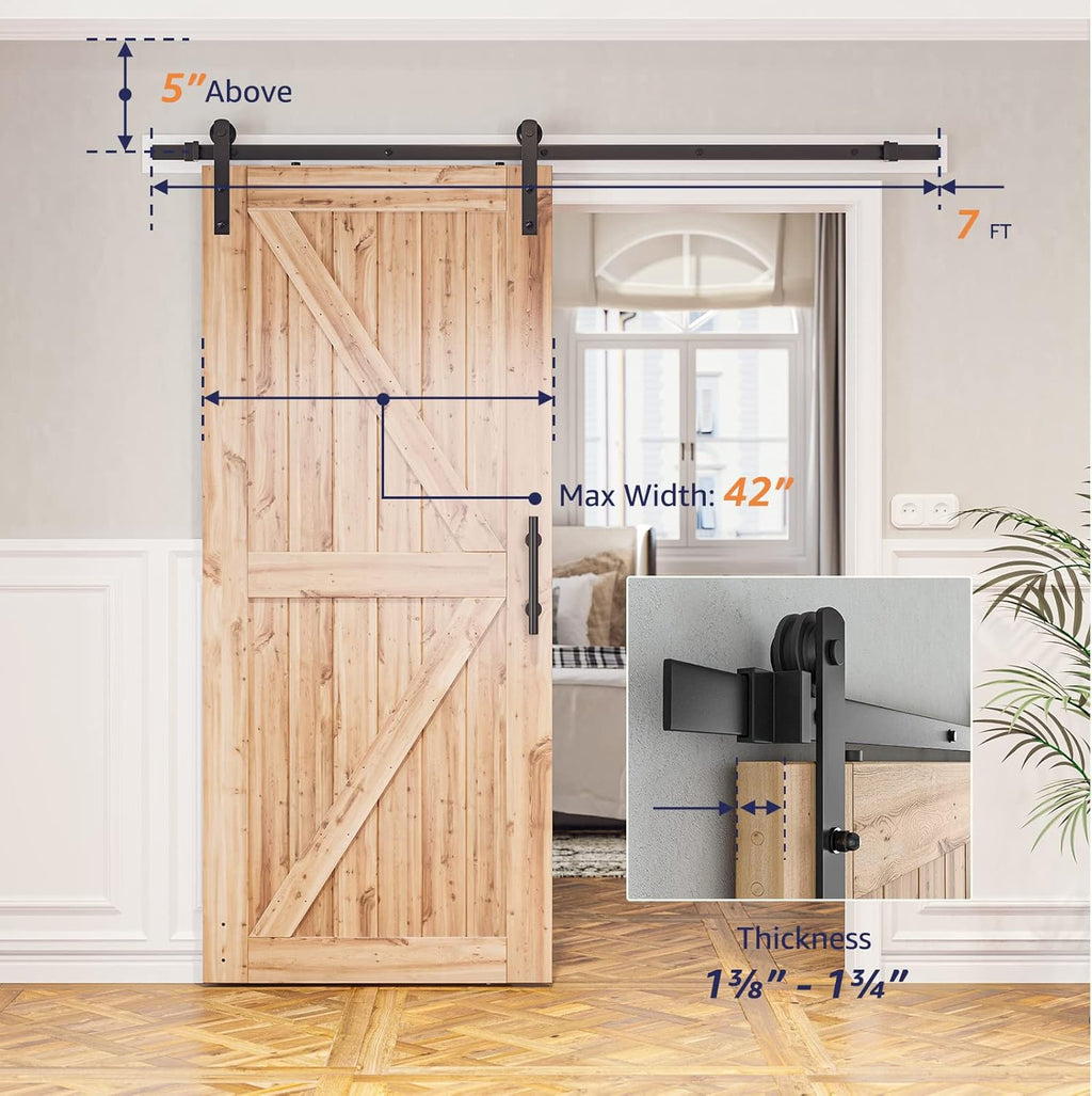 7ft Heavy Duty Sliding Barn Door Hardware Kit P4597