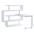 White Writing Desk with 4 Swivel Etagere Shelf and Casters Q95950