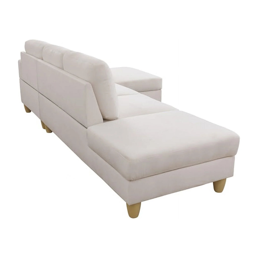 White Microfiber L Shaped 2-Piece Sofa Set S28601