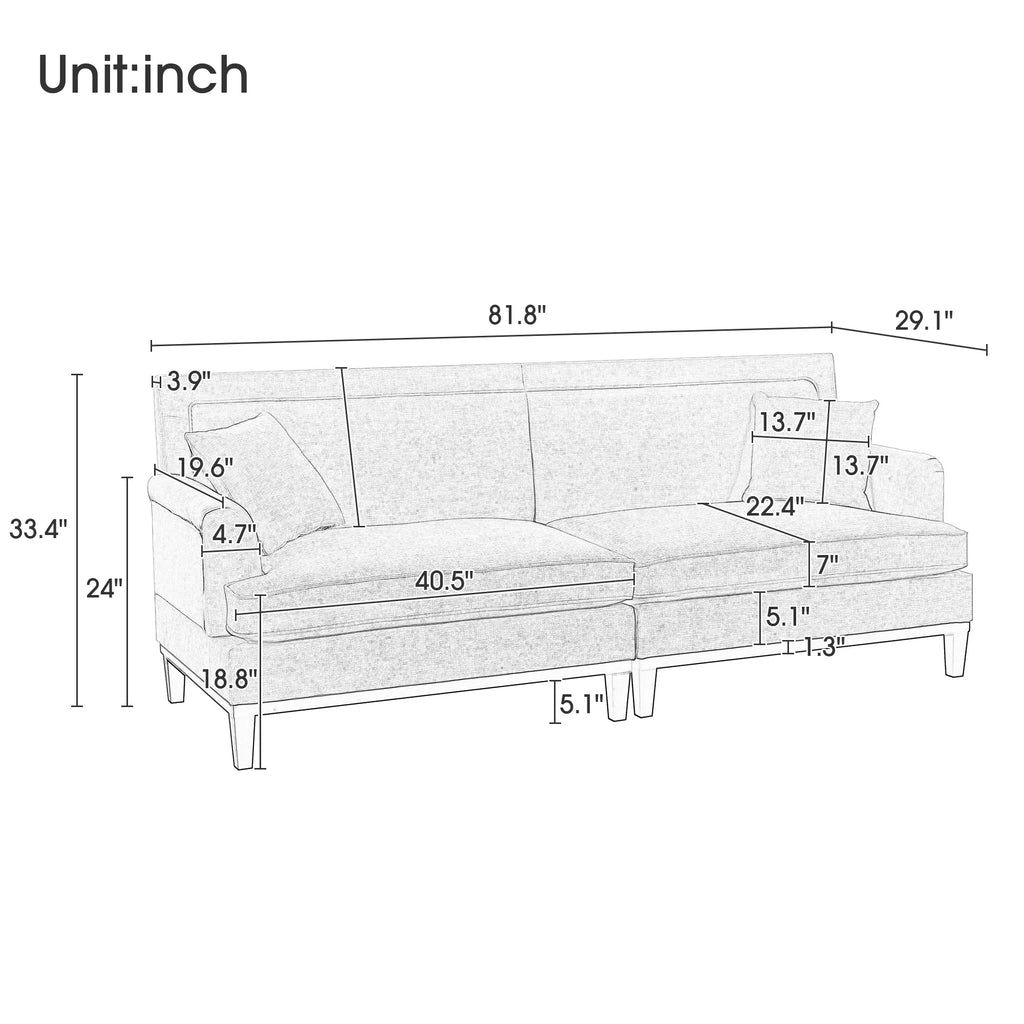 Grey Upholstered Loveseat Sofa with 2 Pillows M390834