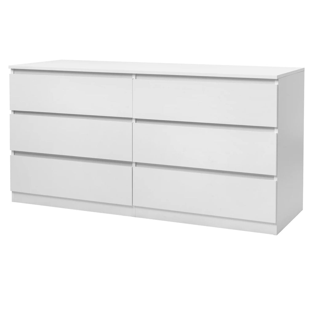 White 6 Drawer Double Dresser F937