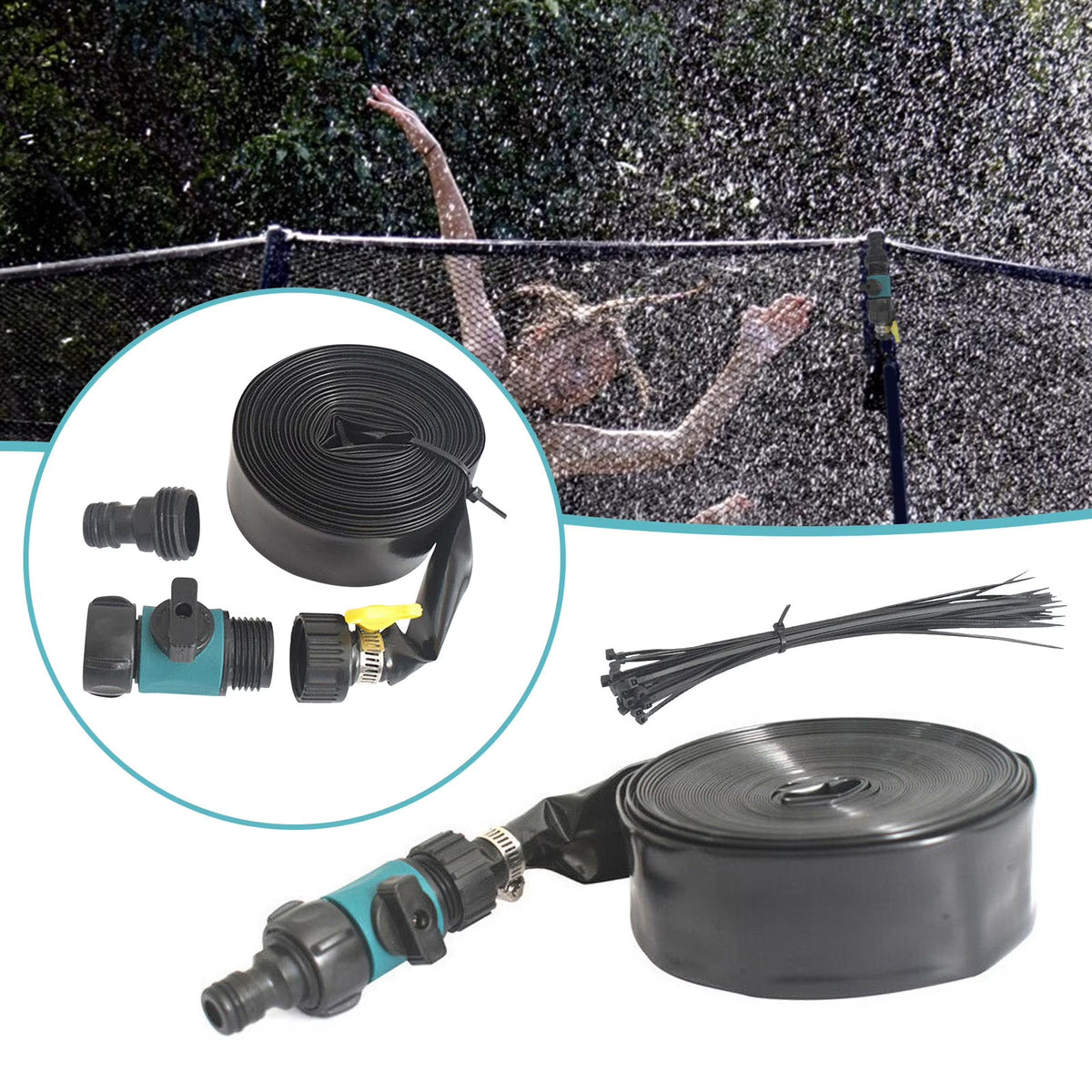 Black Trampoline Sprinkler Outdoor Water Toy Q541