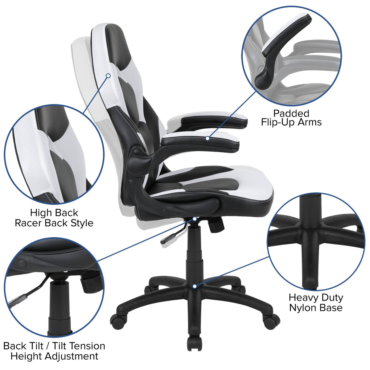 Black Gaming Desk and Racing Chair Set with Cup Holder U918238