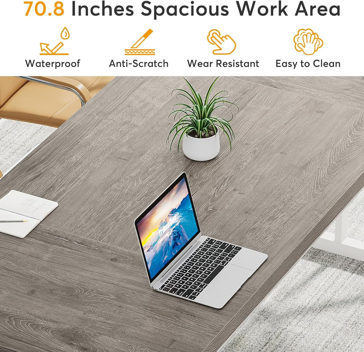 71 Inch Grey White Executive Desk T1171