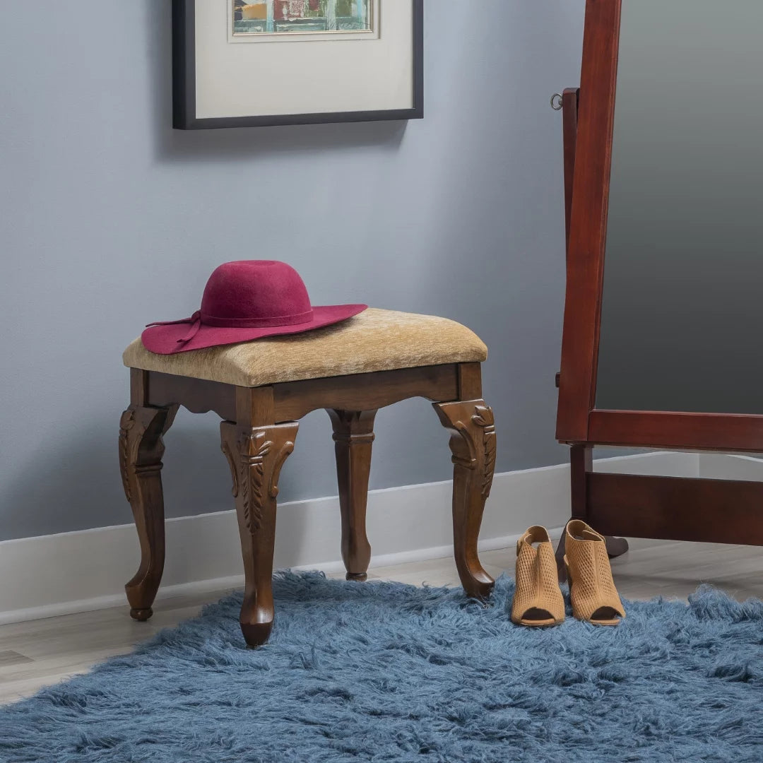 Upholstered Vanity Bench Beige Chenille F872454