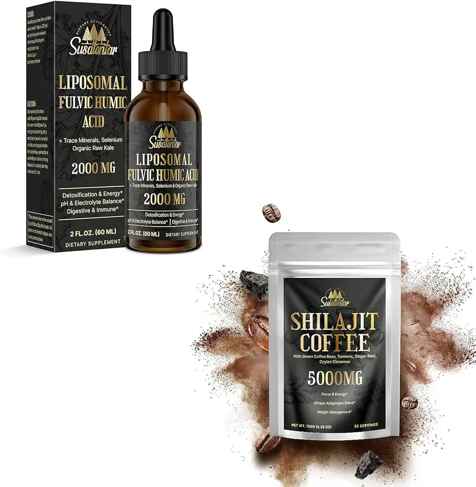 Liquid Liposomal Fulvic Humic Acid Supplement & 5000MG Shilajit Coffee C89267