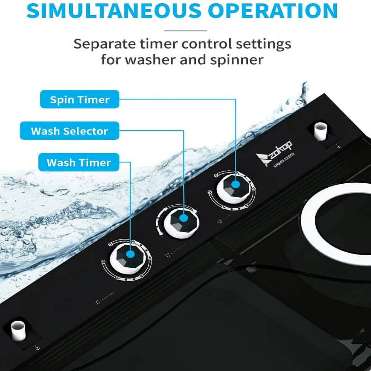 Semi-automatic Twin Tub Washing Machine, White & Black Z2679