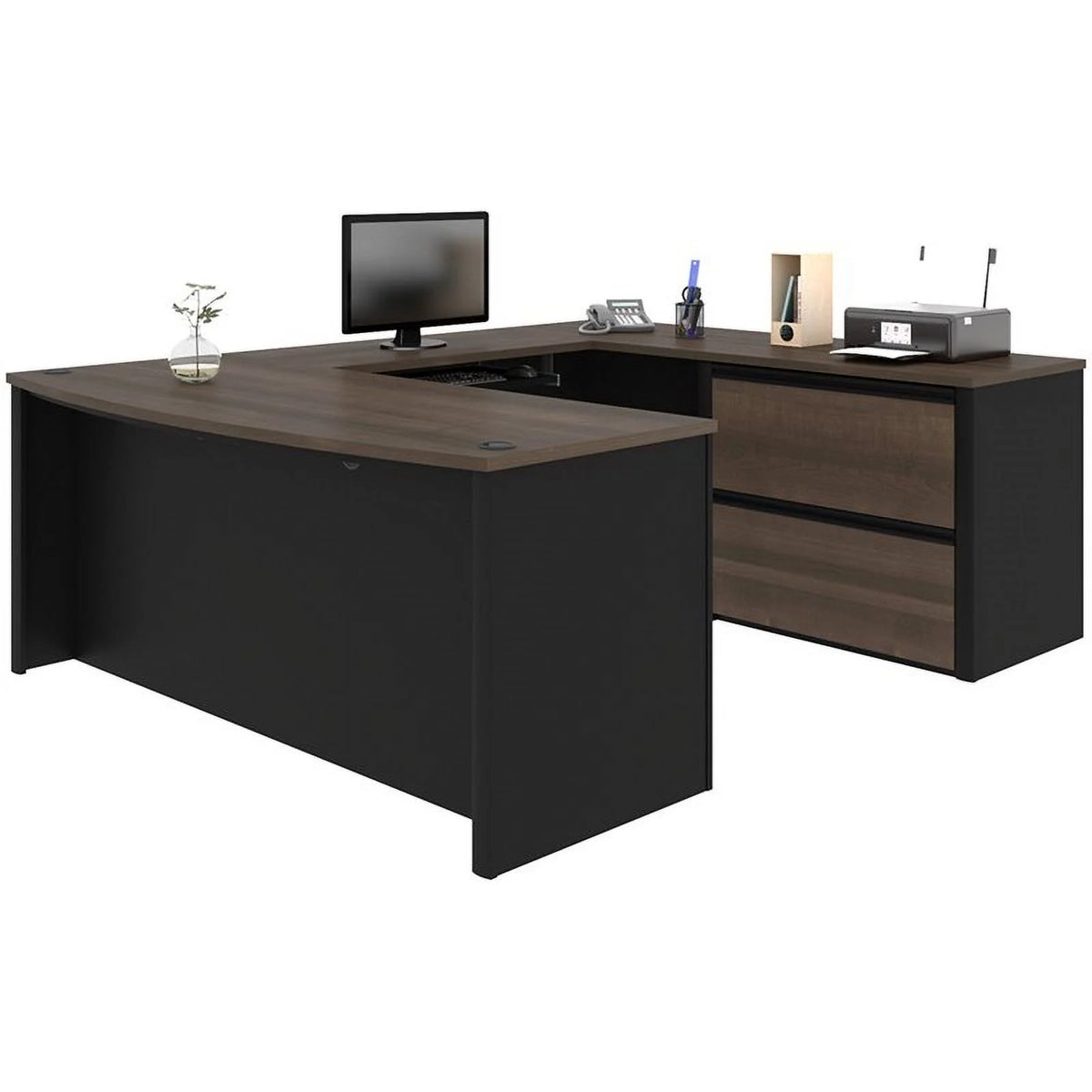 5 Piece Wood U Shaped Computer Desk L287