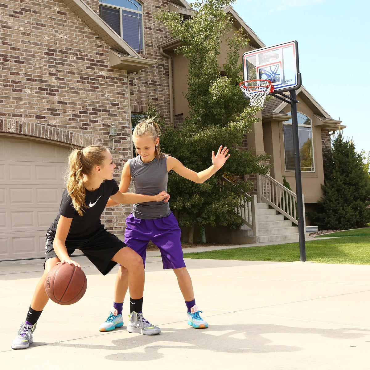 Adjustable Inground Basketball Hoop 44 inch Polycarbonate Q9587