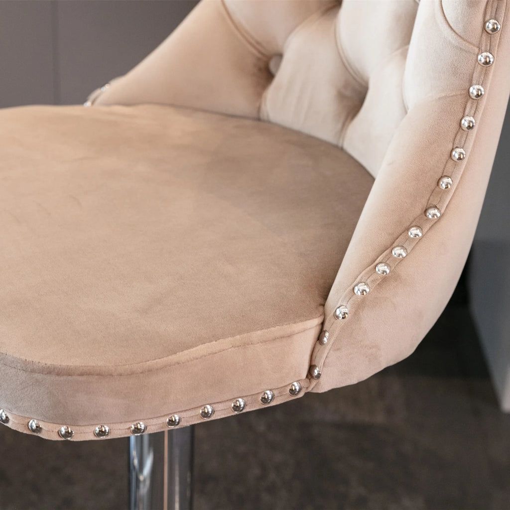 Khaki Velvet Upholstered Swivel Bar Stools, Set of 4 L872