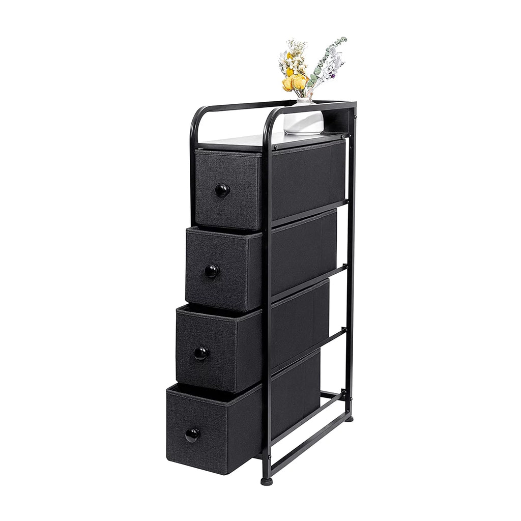 Black Grey 4 Drawer Narrow Dresser V713146
