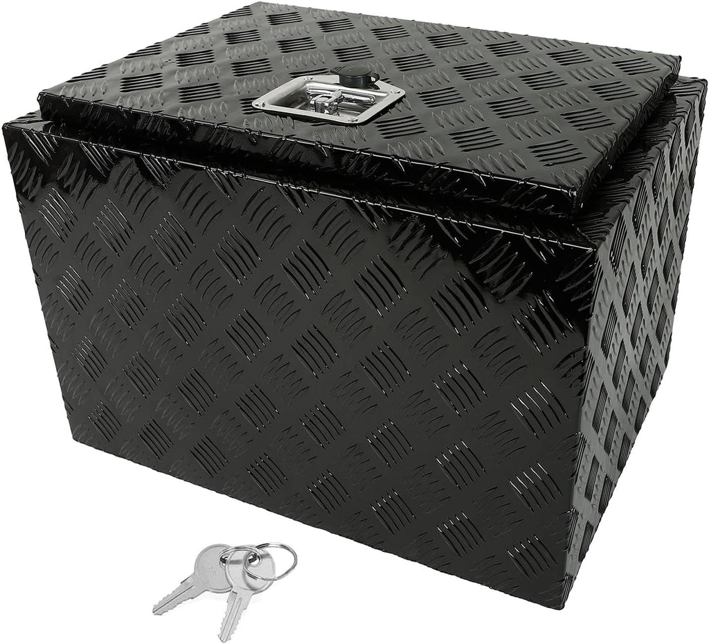 Truck Bed Tool Box with Lock Latch, 24 X 17 X 18 Inch Aluminum Black E595