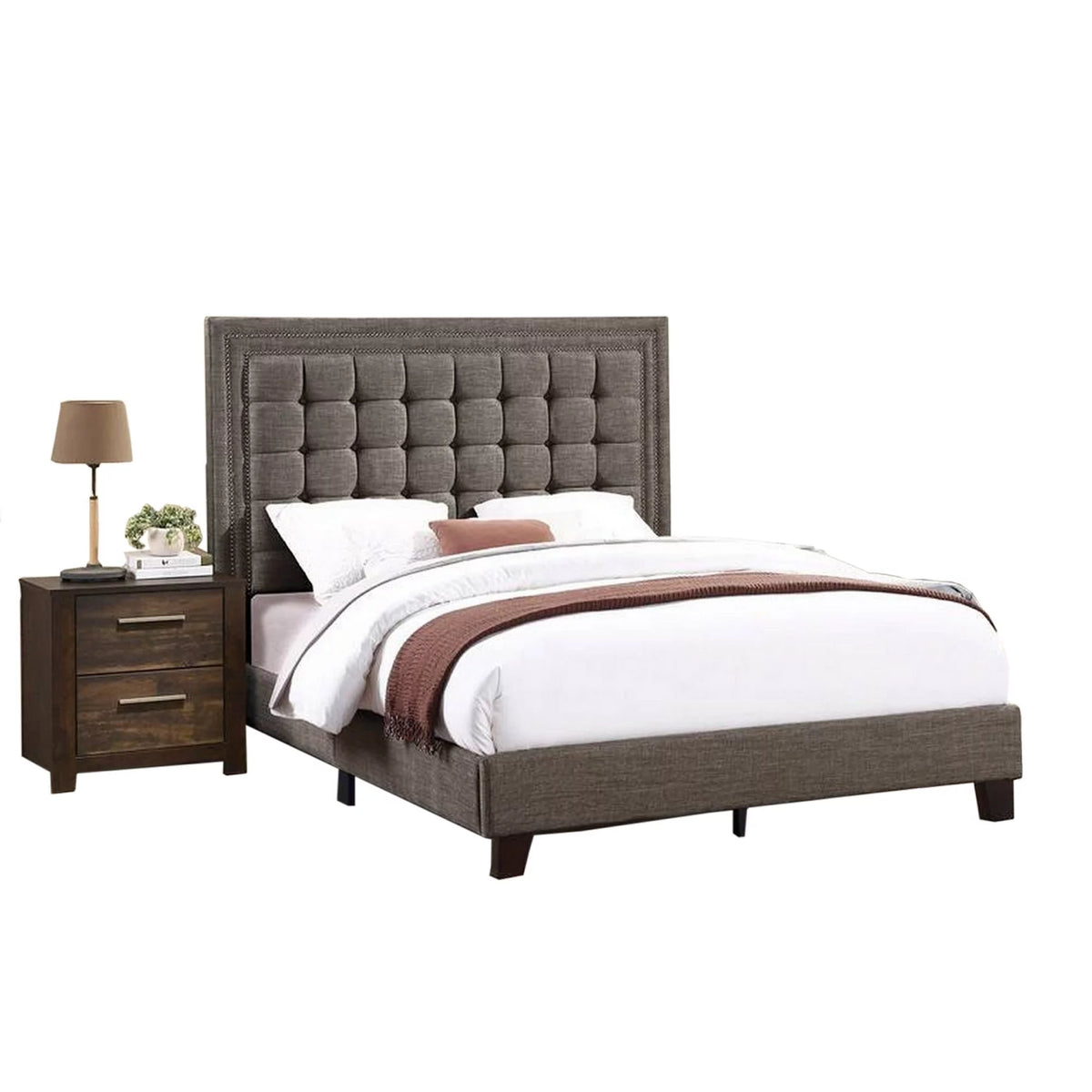King Size Tufted Upholstery Bed E700971