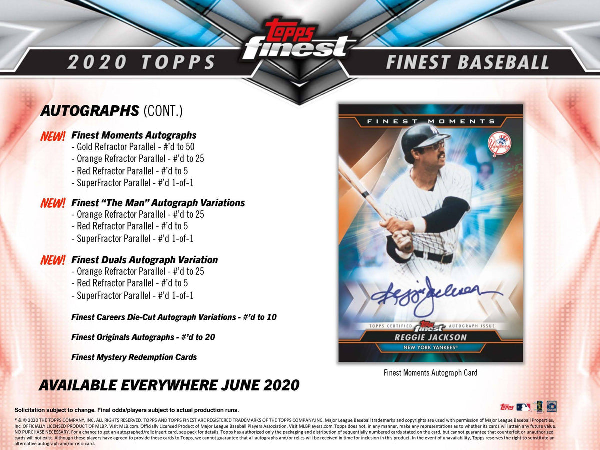 2020 Topps Finest Baseball Hobby Box W466