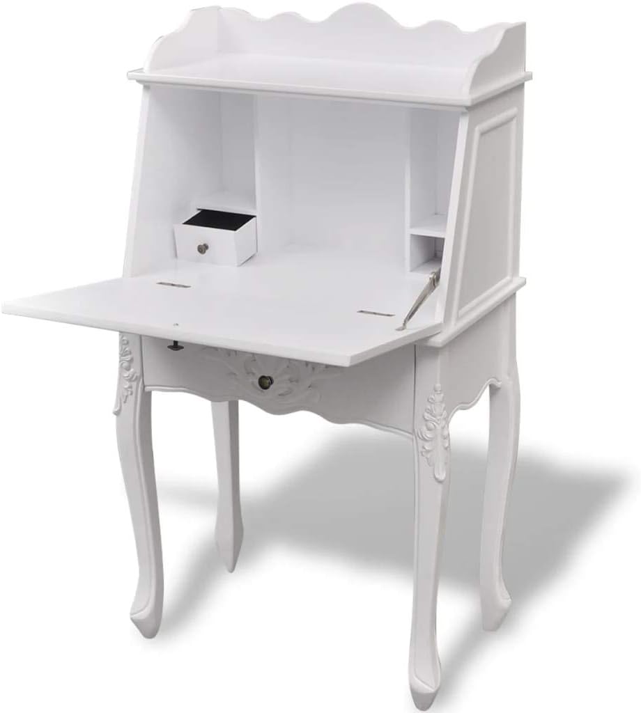 Wooden Secretary Desk with Storage Drawer and Shelves M301176
