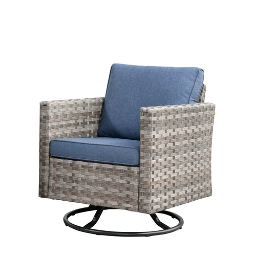 2 Pieces Wicker Swivel Chair with Cushions N59421
