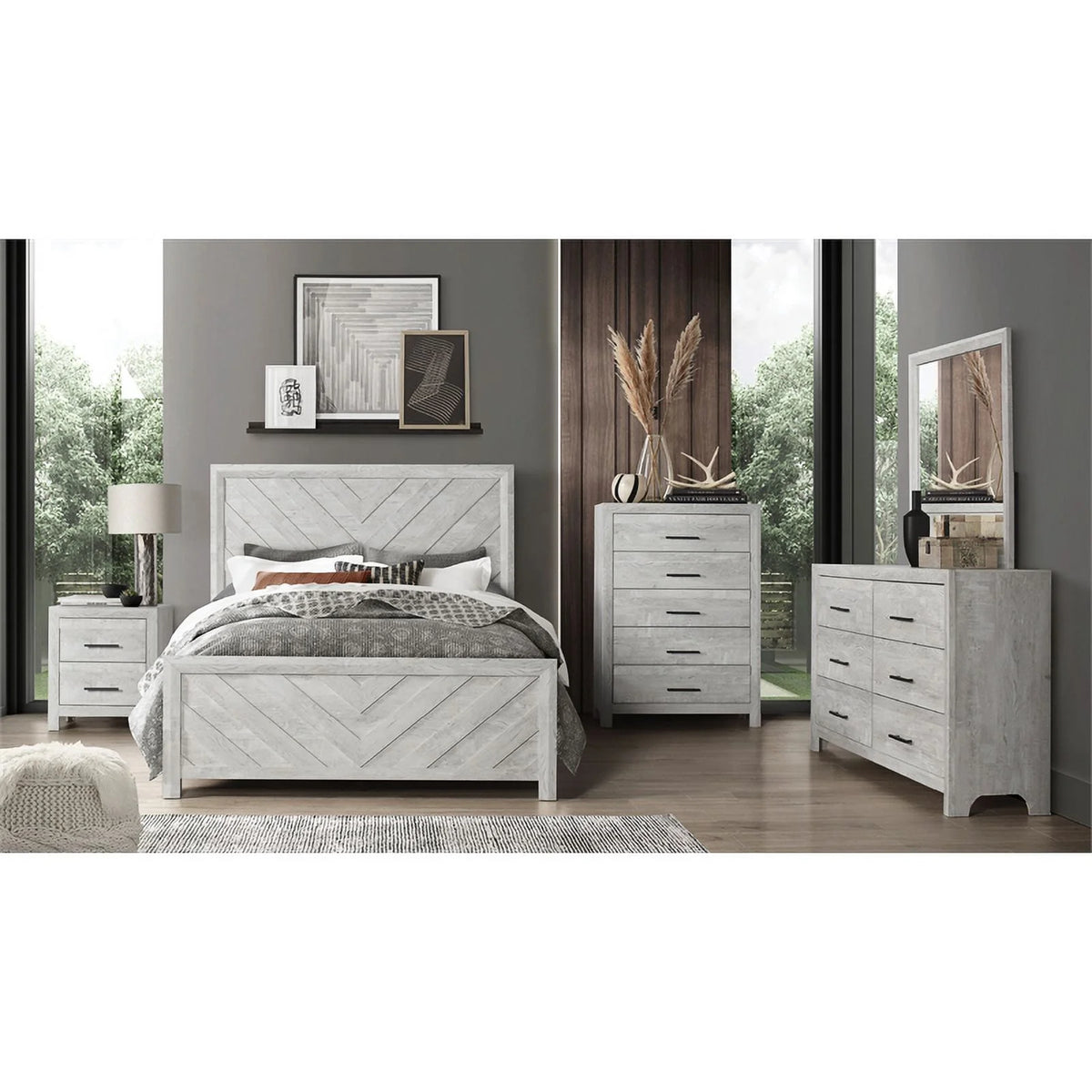 Gray 5-Drawer Wood Chest F715876