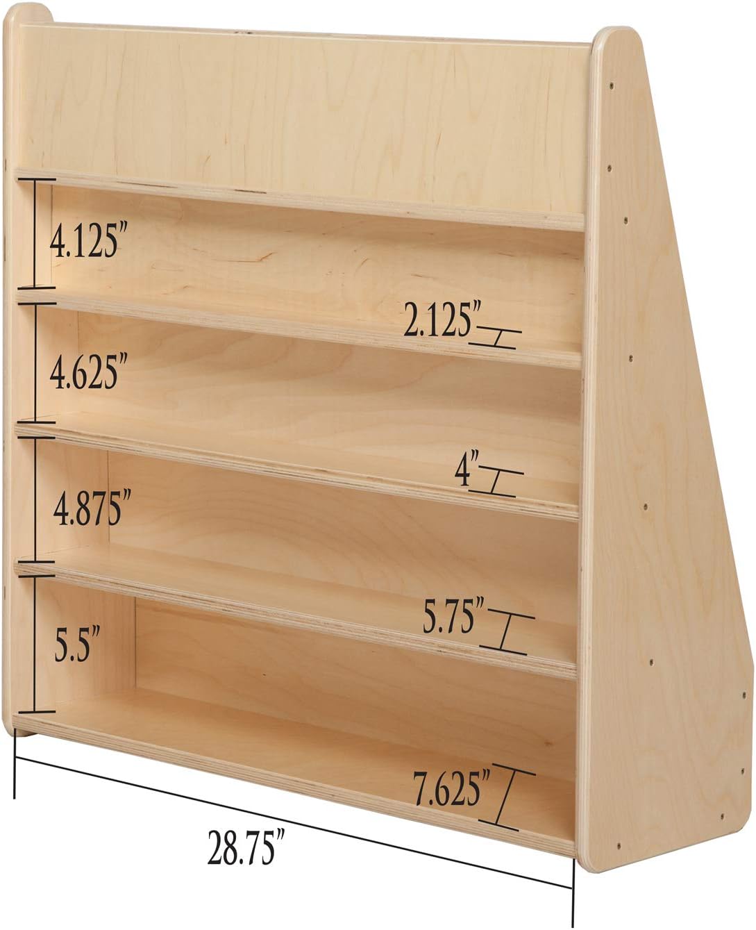 Natural Birch Hardwood 5 Shelves Kids’ Bookshelf E244